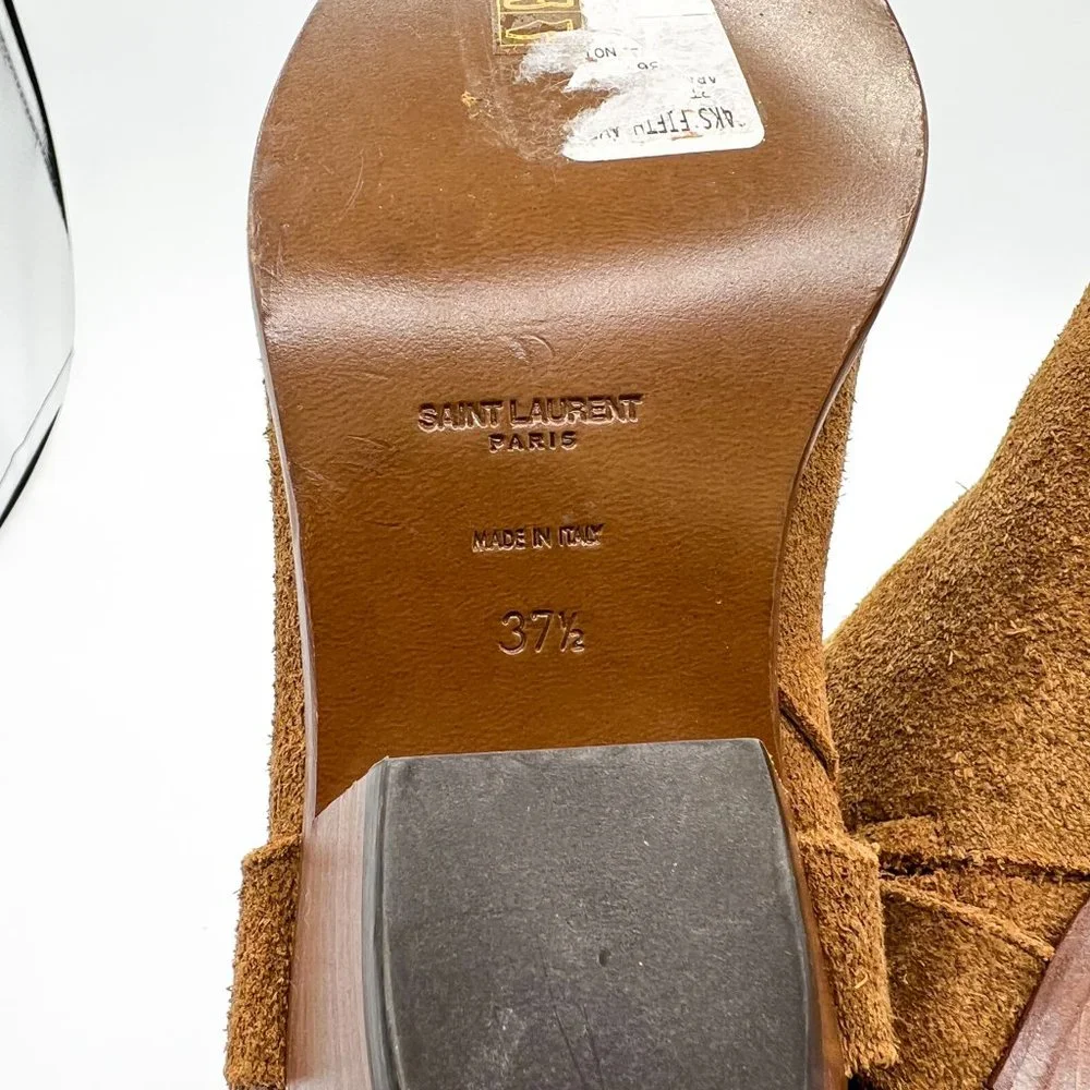 Saint Laurent Brown Leather Suede Wyatt Harness Boots/ New without Box - Picture 12 of 13